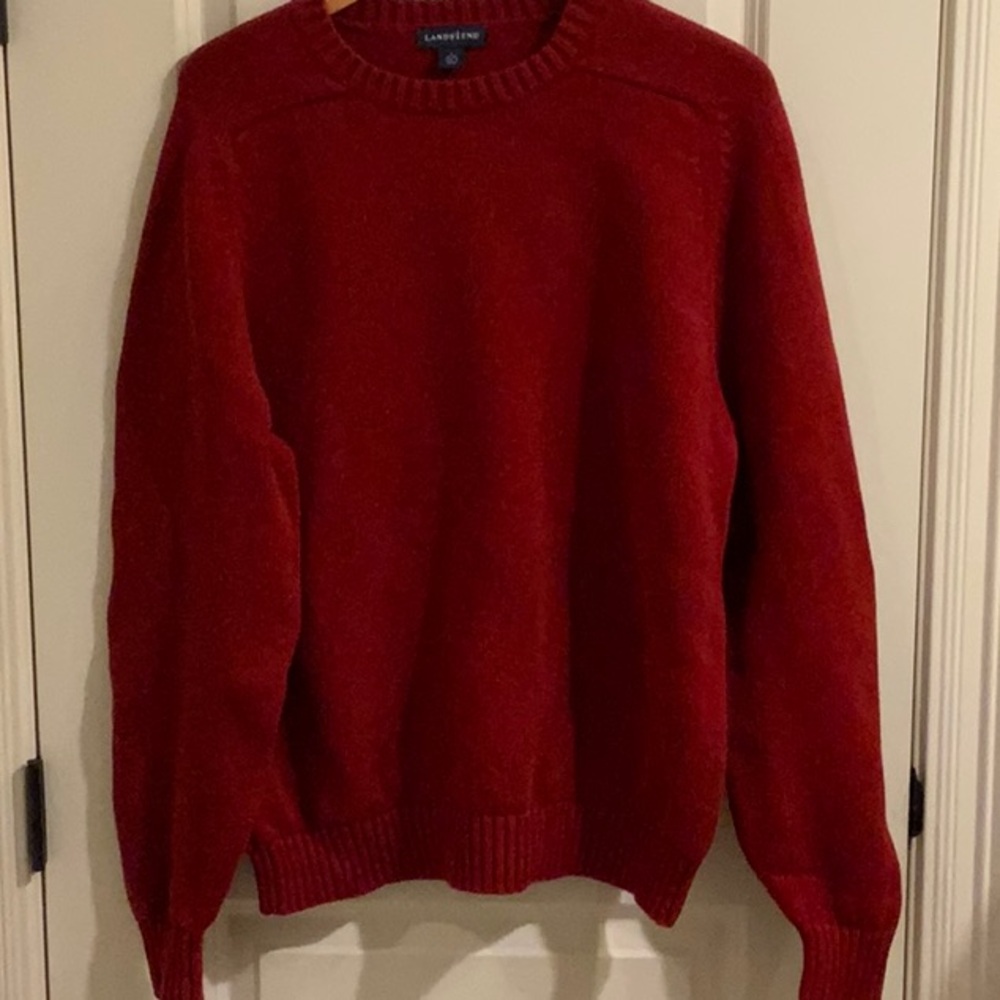 Lands' End Classic Red Pullover Long Sleeve Sweater